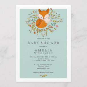 Sweet Woodland Fox Baby shower Invitation Kaart