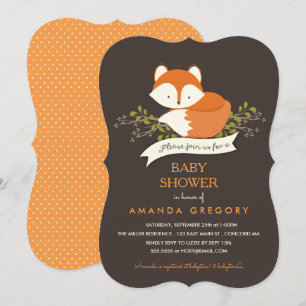 Sweet Woodland Fox Baby shower Invitation Kaart