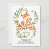 Sweet Woodland Fox Baby shower Invitation Kaart (Voorkant)