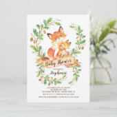 Sweet Woodland Fox Baby shower Invitation Kaart (Staand voorkant)