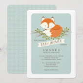 Sweet Woodland Fox Baby shower Invitation Kaart (Voorkant / Achterkant)
