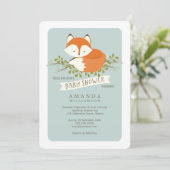 Sweet Woodland Fox Baby shower Invitation Kaart (Staand voorkant)