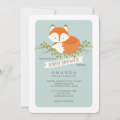 Sweet Woodland Fox Baby shower Invitation Kaart (Voorkant)