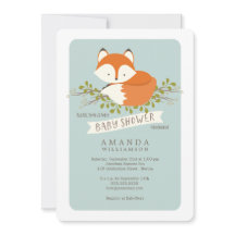 Sweet Woodland Fox Baby shower Invitation