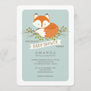 Sweet Woodland Fox Baby shower Invitation Kaart