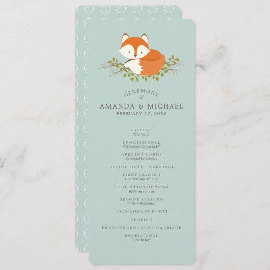 Sweet Woodland Fox Event Programme Programmakaart (Voorkant / Achterkant)