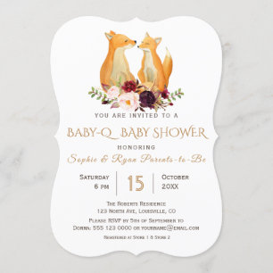 Sweet Woodland Foxes Baby-Q Baby shower Kaart