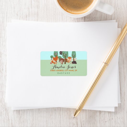 Sweet Woodland Friends Baby shower Adresetiketten Etiket (Insitu)