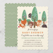 Sweet Woodland Friends Baby shower uitnodigen Kaart (Voorkant / Achterkant)