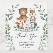 Sweet Woodland Greenery Animal Baby shower Favors Wijn Etiket (Enkel label)