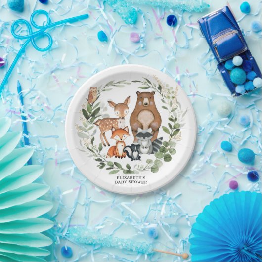 Sweet Woodland Greenery Baby shower Verjaardag Papieren Bordje (Feest)