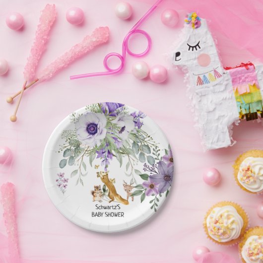 Sweet Woodland Greenery Baby shower Verjaardag Papieren Bordje (Feest)