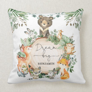 Sweet Woodland groen baby dieren kwekerij Kussen