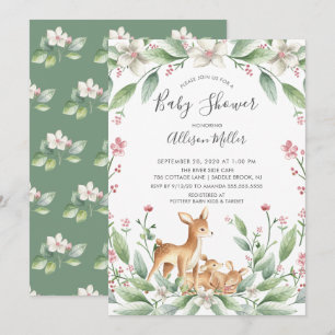 Sweet Woodland Herten Twins Baby shower Invitation Kaart