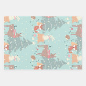 Sweet Woodland Kerstmis Rustic Farmhouse Blue Inpakpapier Vel (Voorkant)