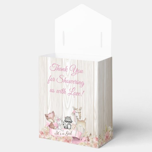 Sweet Woodland Meisje Baby shower Bedankdoosjes (Geopend)
