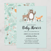 Sweet Woodland Mint Baby shower Invite Kaart (Voorkant / Achterkant)