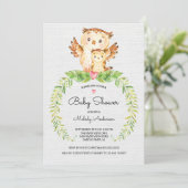 Sweet Woodland Owl Baby shower Invitation Kaart (Staand voorkant)