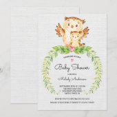 Sweet Woodland Owl Baby shower Invitation Kaart (Voorkant / Achterkant)