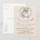 Sweet Woodland Raccoon Floral Boho Baby shower Uitnodiging Briefkaart (Voorkant / Achterkant)