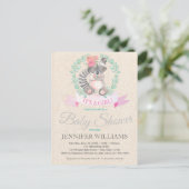 Sweet Woodland Raccoon Floral Boho Baby shower Uitnodiging Briefkaart (Staand voorkant)