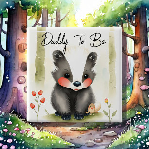 Sweet Woodland Skunk Daddy wordt Baby shower Vierkante Button 5,1 Cm