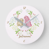 Sweet Wreath Bunny Round Clock Ronde Klok (Voorkant)