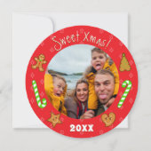 Sweet XMAS Gingerbread Pals-Edit Text Photo-Red Feestdagenkaart (Voorkant)