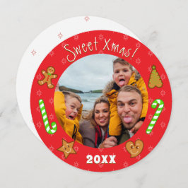 Sweet XMAS Gingerbread Pals-Edit Text Photo-Red Feestdagenkaart