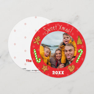Sweet XMAS Gingerbread Pals-Edit Text Photo-Red Feestdagenkaart