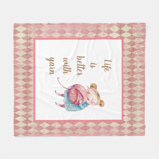 Sweet Yarn Lover Fleece Deken (Voorkant (Horizontaal))