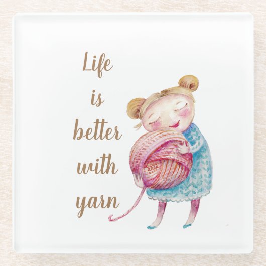 Sweet Yarn Lover Glazen Onderzetter (Voorkant)