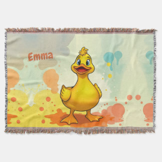 Sweet Yellow Duck Gooi Deken – gepersonaliseerde n