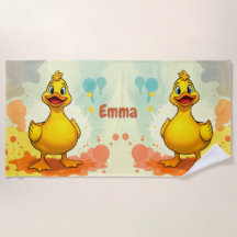 Sweet Yellow Duck Strandlaken – gepersonaliseerde 