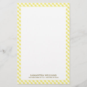 Sweet Yellow Gingham Pattern Briefpapier