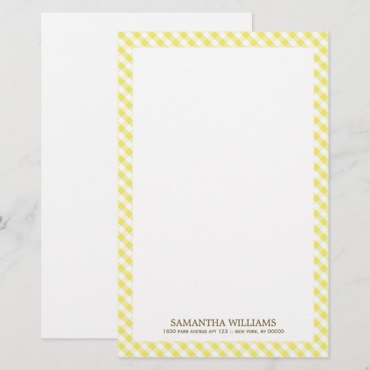 Sweet Yellow Gingham Pattern Briefpapier (Voorkant / Achterkant)