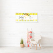 Sweet Yellow Gingham Sunflower Baby shower Welkom Spandoek (Insitu)