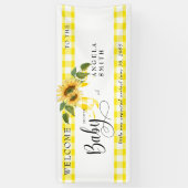 Sweet Yellow Gingham Sunflower Baby shower Welkom Spandoek (Verticaal)