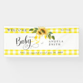 Sweet Yellow Gingham Sunflower Baby shower Welkom Spandoek (Horizontaal)