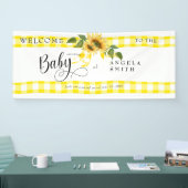Sweet Yellow Gingham Sunflower Baby shower Welkom Spandoek (Beurs)