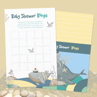 Sweet Yellow Nautical Whale Baby shower Bingogame