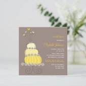 Sweet Yellow Wedding Cake Vrijgezellenfeest uitnod Kaart (Staand voorkant)
