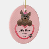Sweet Yorkie Little Sister-kerstversiering Keramisch Ornament (Rechts)