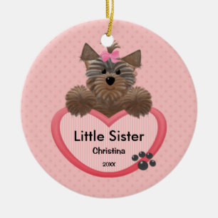 Sweet Yorkie Little Sister-kerstversiering Keramisch Ornament