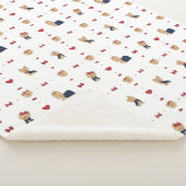 Sweet Yorkies Bogen en harten - Wit - Sherpa Deken (3/4)