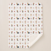 Sweet Yorkies Bogen en harten - Wit - Sherpa Deken (Voorkant)