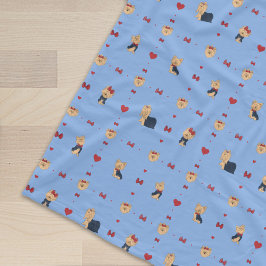 Sweet Yorkies Bows and Hearts - Blauw - Fleece Deken