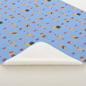 Sweet Yorkies Bows and Hearts - Blauw - Sherpa Deken (3/4)