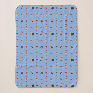 Sweet Yorkies Bows and Hearts - Blauw - Sherpa Deken