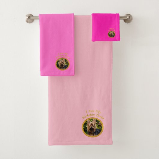 Sweet Yorkshire doodsbange kleine hond (roze) Bad Handdoek (Insitu)